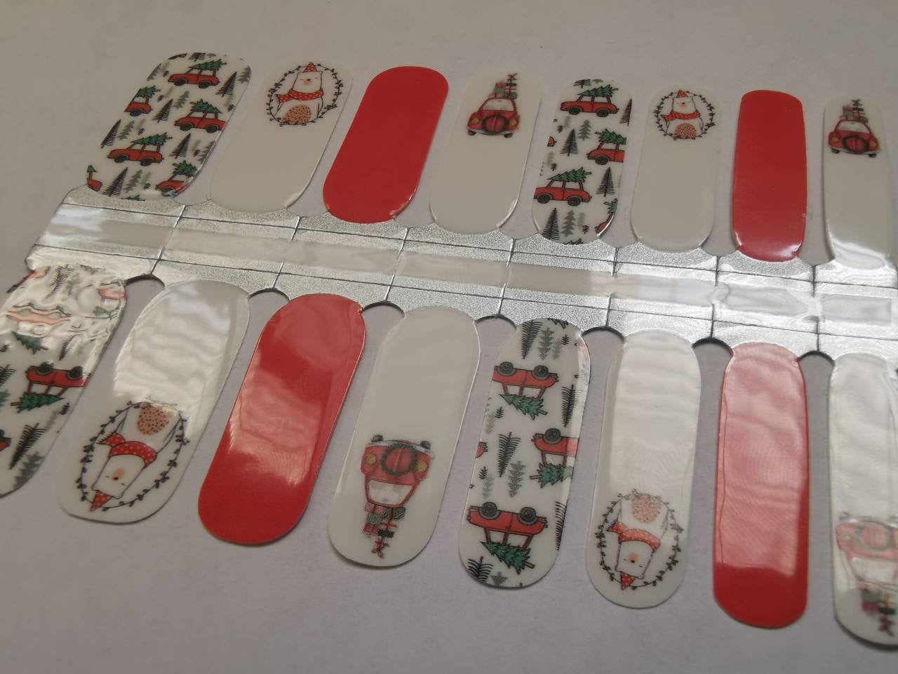Light Slate Gray Red Truck with Christmas Trees and White Bear