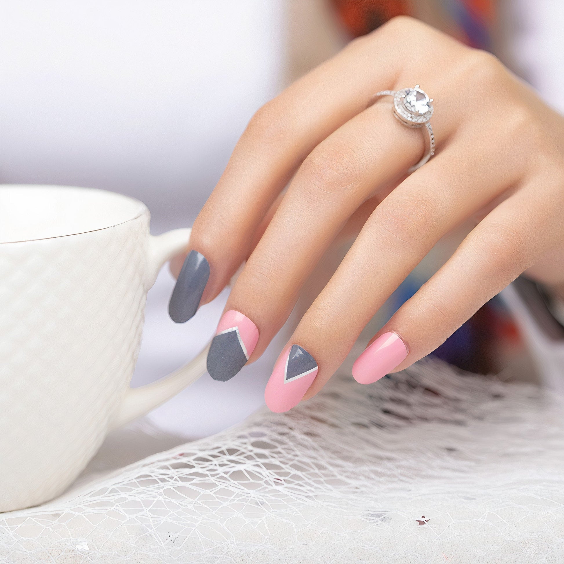 Lavender Pink and Dark Grey Geometry