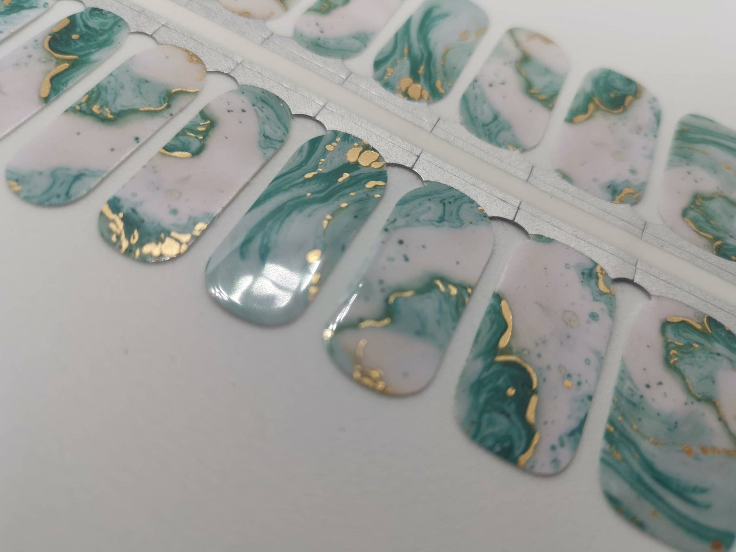Dark Gray Emerald Green Robin Egg Blue Gold and White Watercolor Marble