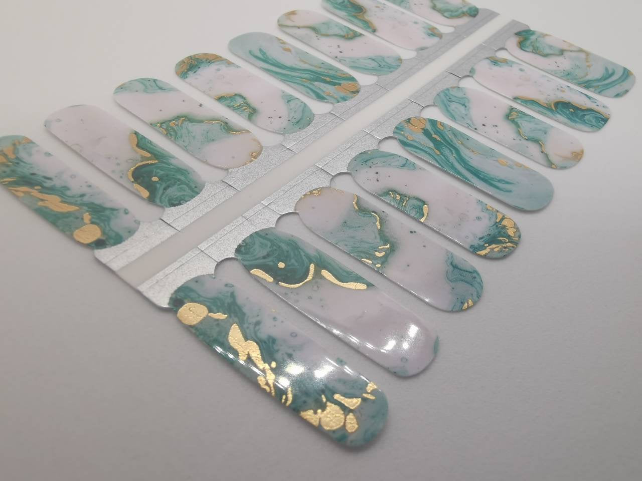 Dark Gray Emerald Green Robin Egg Blue Gold and White Watercolor Marble
