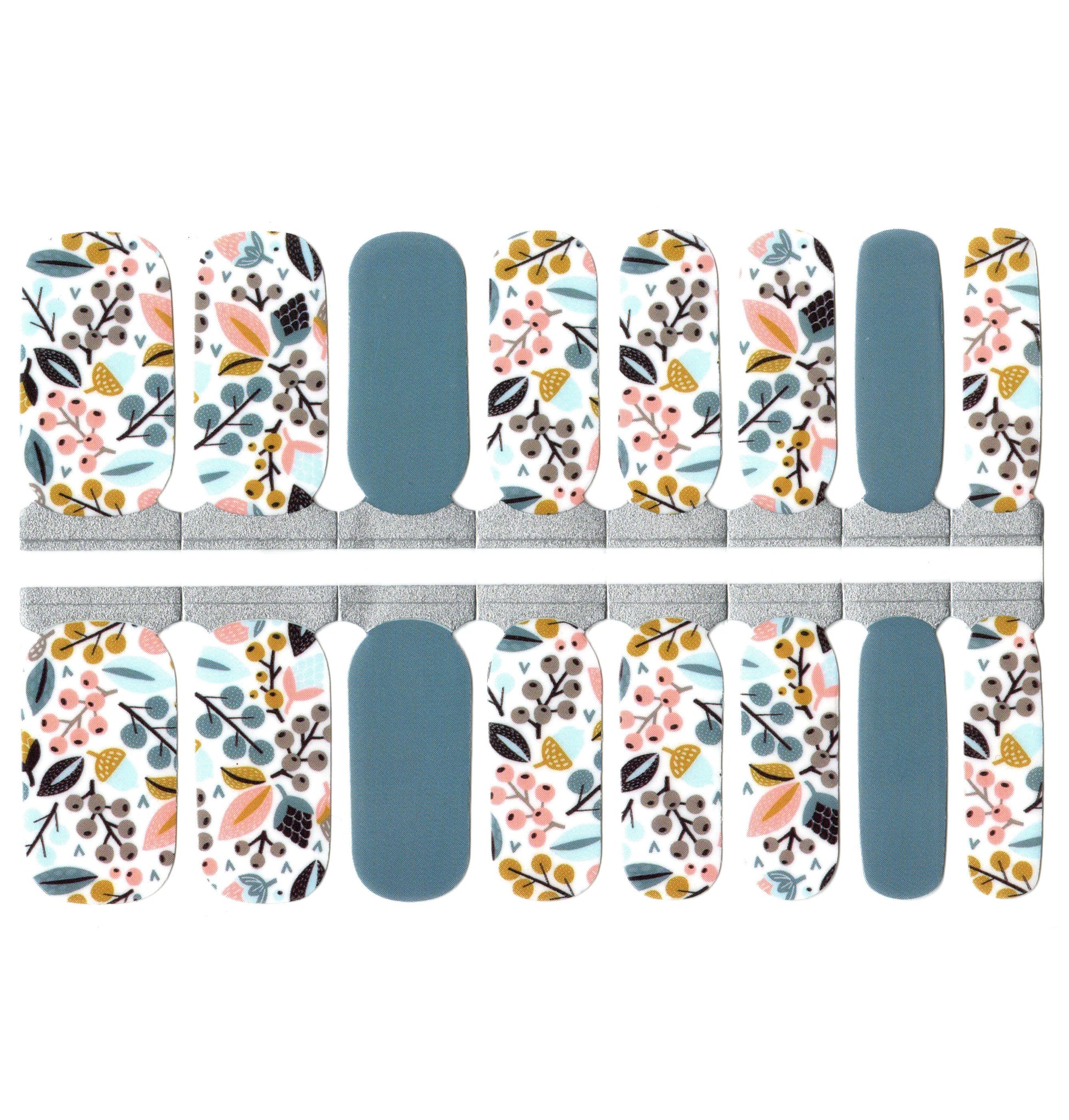 White Smoke Stone Blue and Peachy Pink Berry Branches Fall Theme