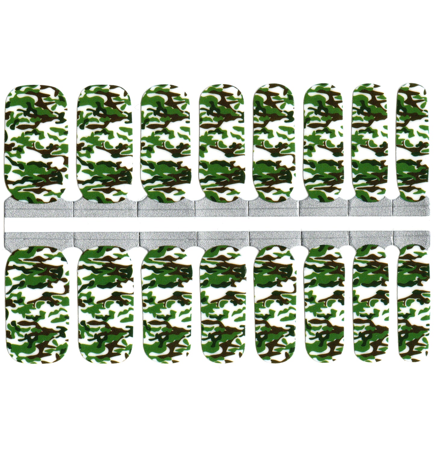 White Smoke Camouflage Camo Army Green and Brown and White Nails