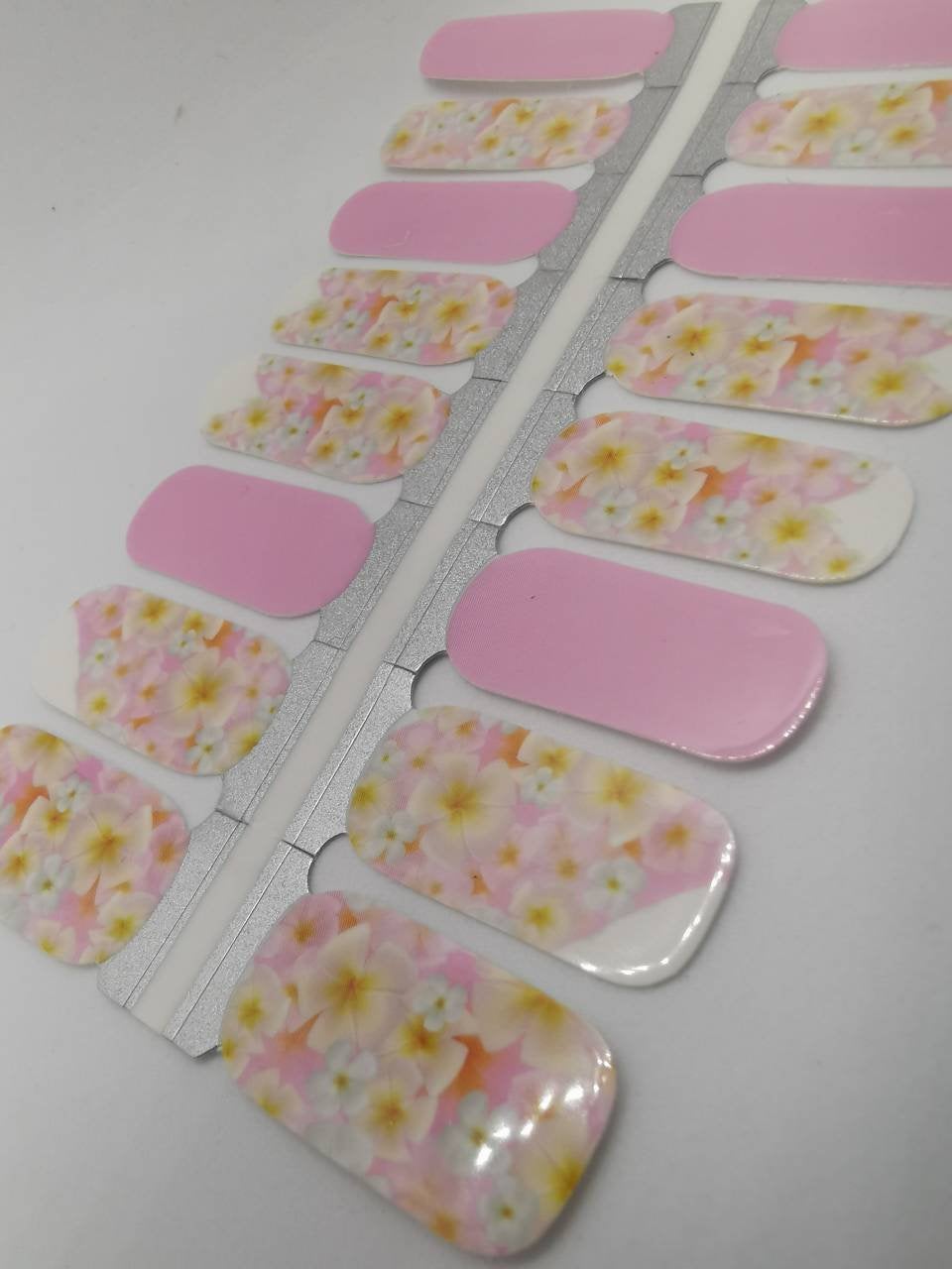 Dark Gray Baby Pink and Orange Flowers with White Diagonal Cut Outs