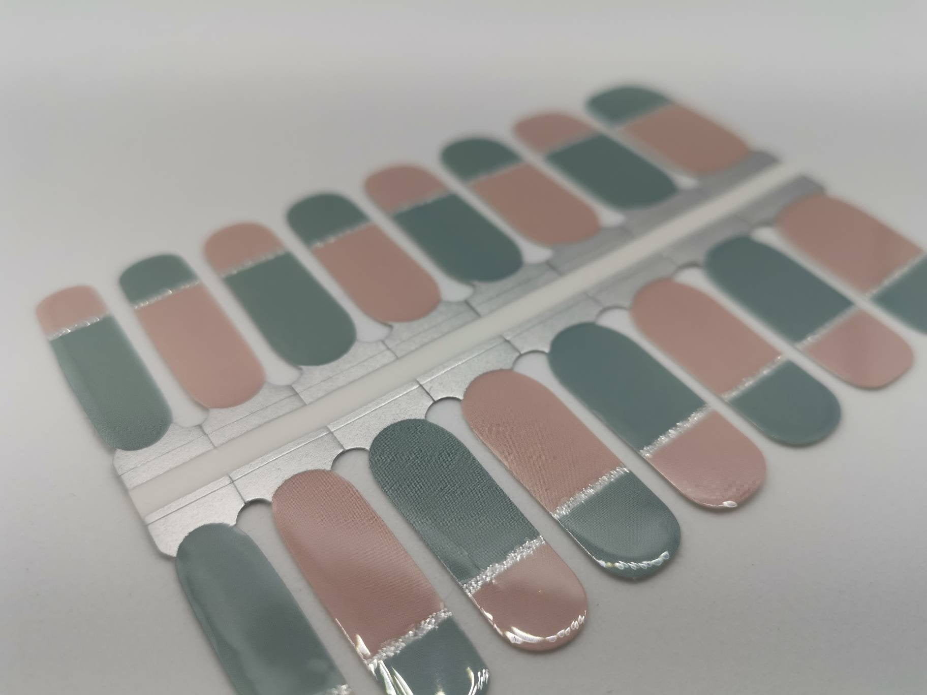 Gray Sapphire Green Grey with Pink and Silver Glitter Lines