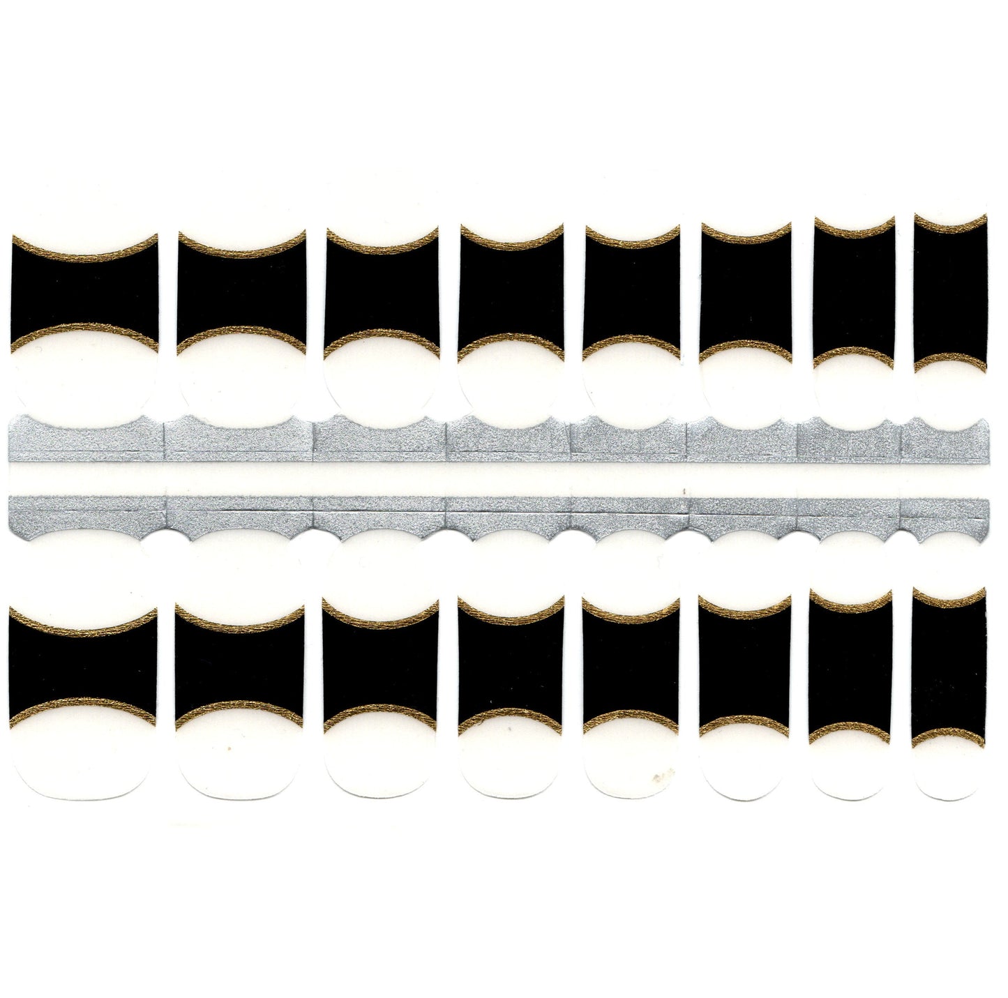 White Smoke Black and Gold French Manicure with Clear Top