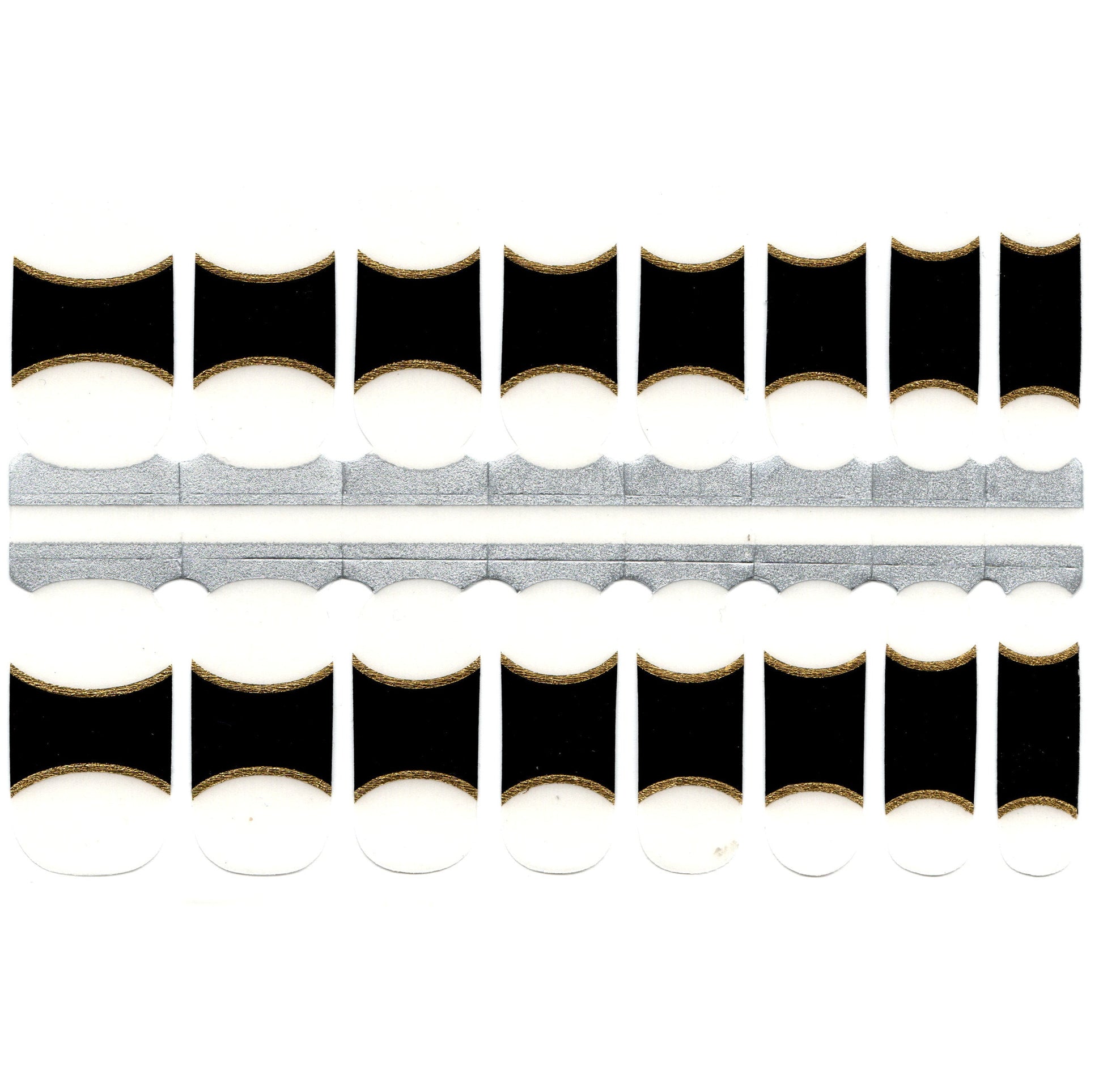White Smoke Black and Gold French Manicure with Clear Top