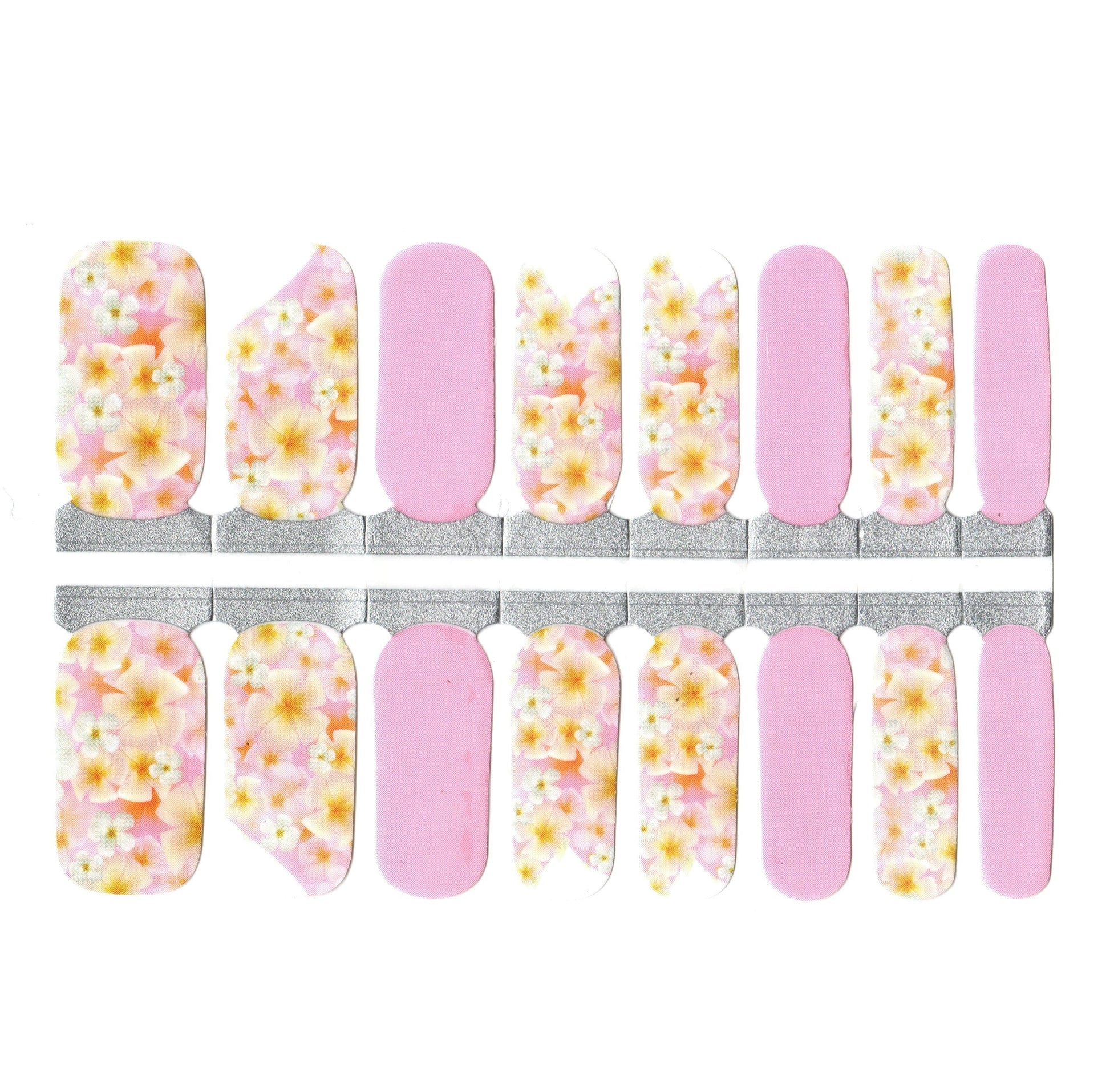 White Smoke Baby Pink and Orange Flowers with White Diagonal Cut Outs