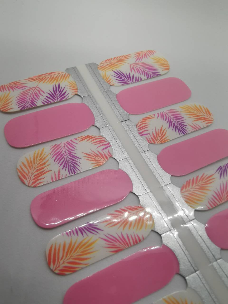 Dark Gray Baby Pink Orange and Purple Leaves with White Background