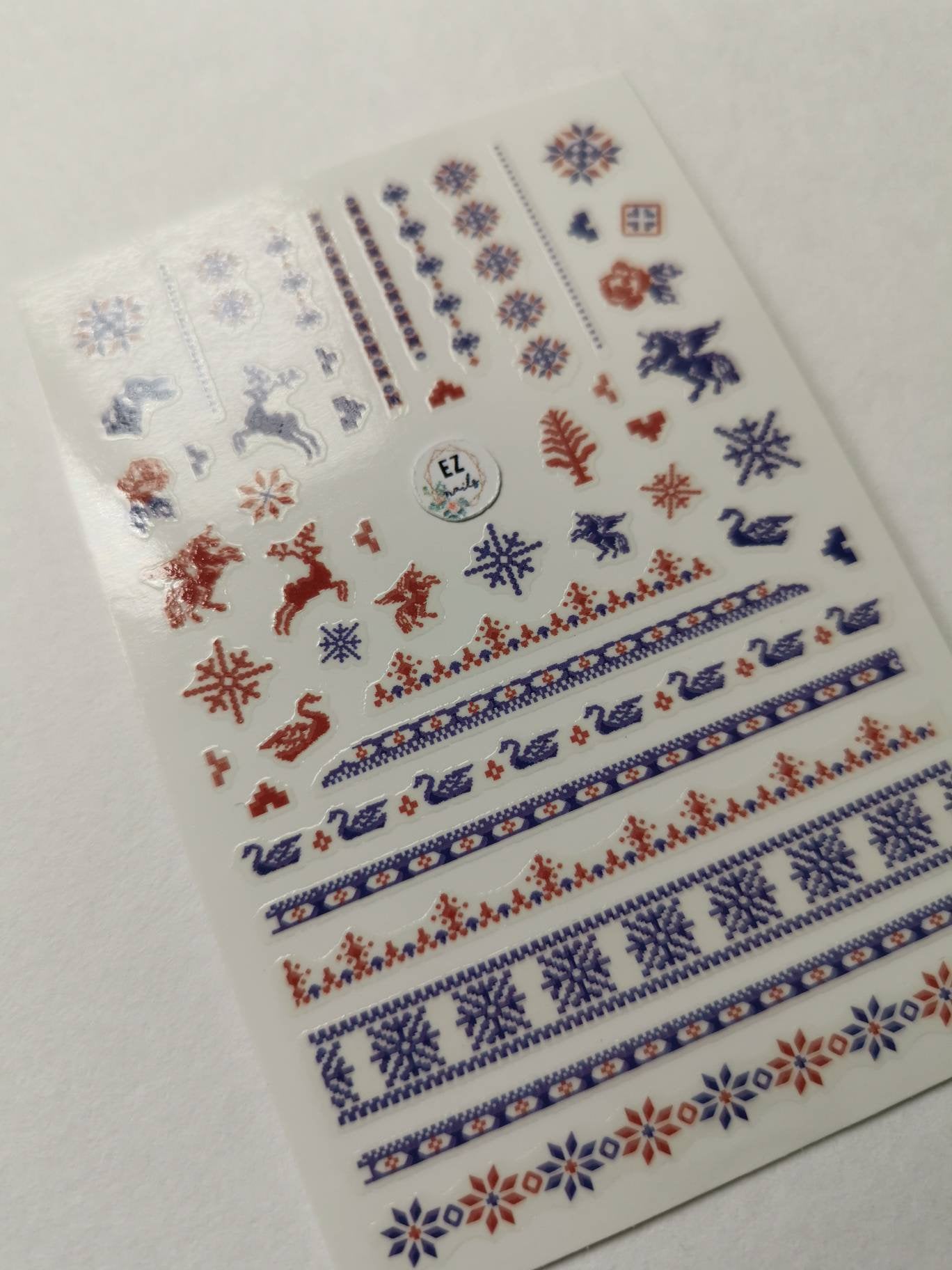 Dark Gray Christmas Holidays Red and Blue Sweater Pattern Reindeer