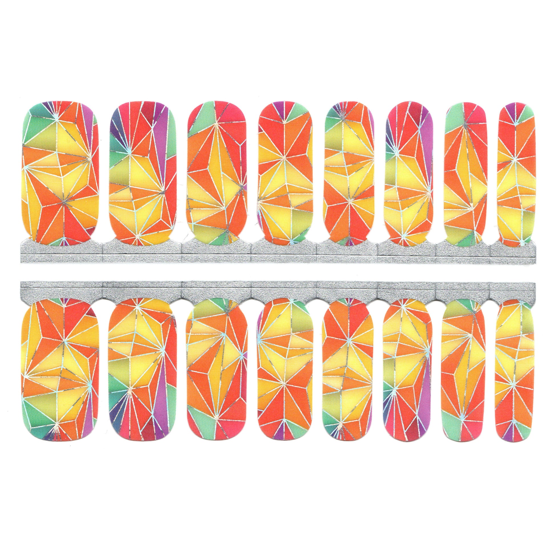 White Smoke Bright Orange and Yellow Geometry Geo with Gold Lines and Colorful Ombre Gradient