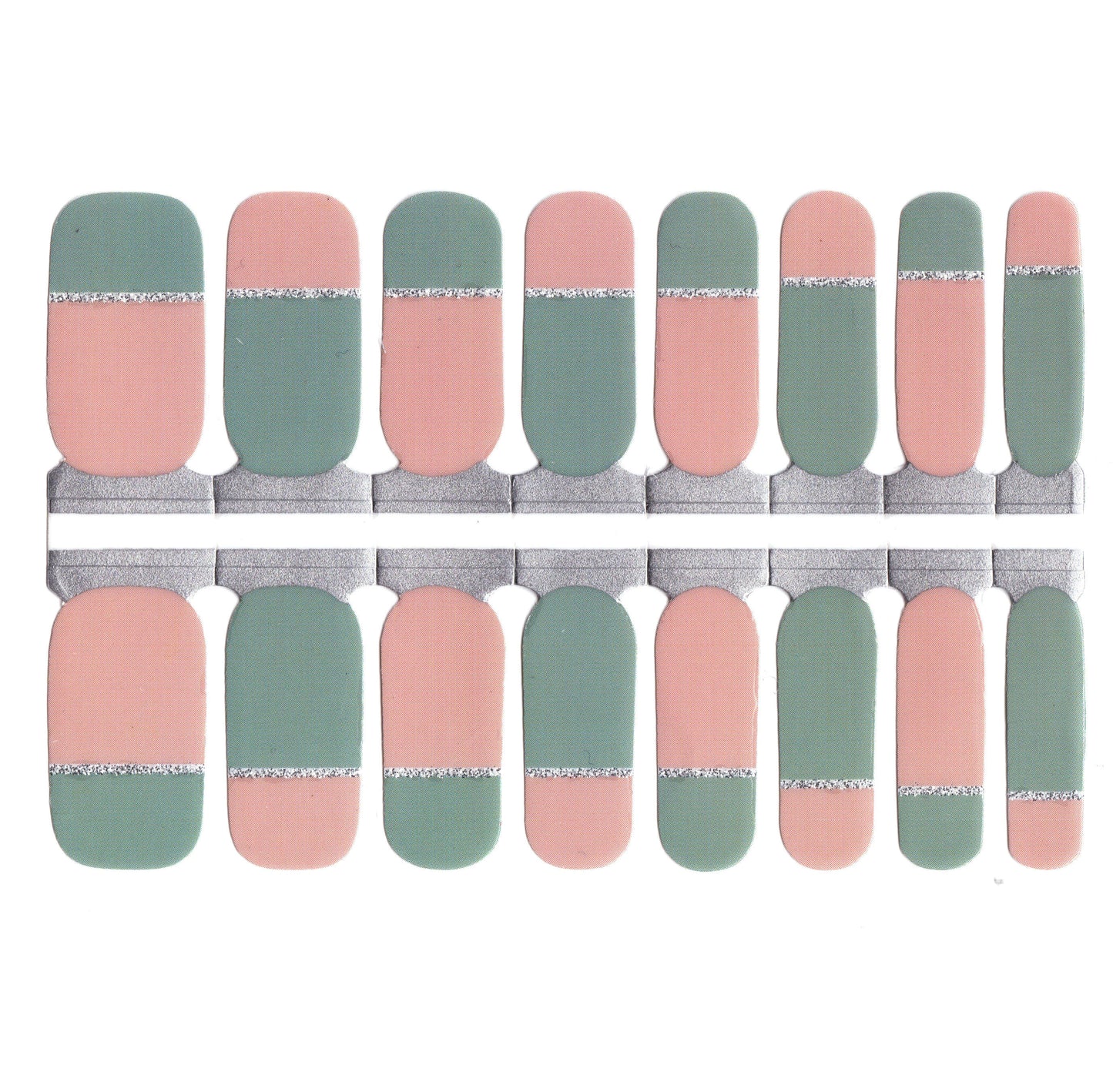 White Smoke Sapphire Green Grey with Pink and Silver Glitter Lines
