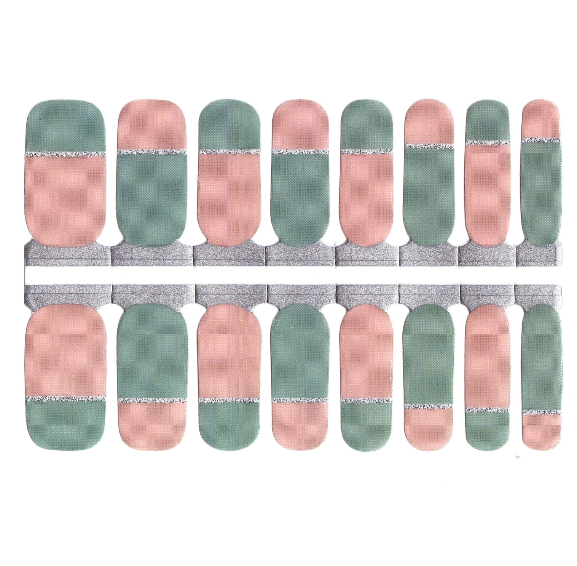 White Smoke Sapphire Green Grey with Pink and Silver Glitter Lines