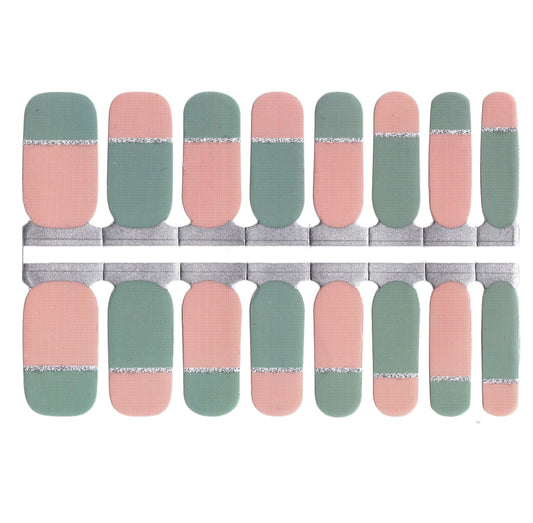 White Smoke Sapphire Green Grey with Pink and Silver Glitter Lines