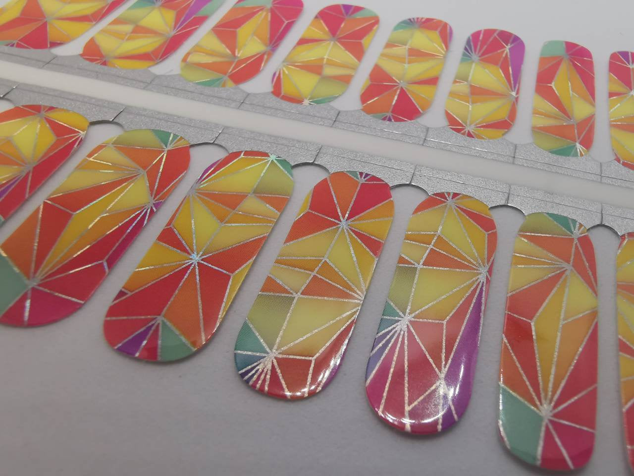 Light Slate Gray Bright Orange and Yellow Geometry Geo with Gold Lines and Colorful Ombre Gradient