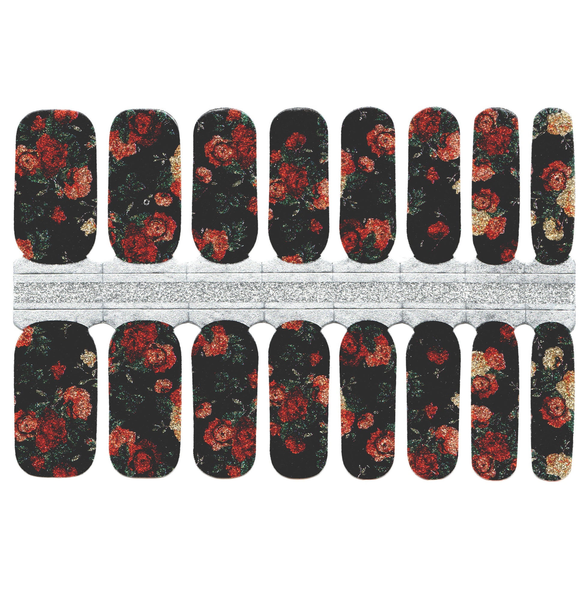 White Smoke Glitter Black Background and Red and Beige Roses Flowers
