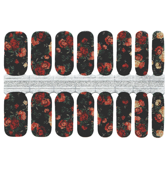 White Smoke Glitter Black Background and Red and Beige Roses Flowers