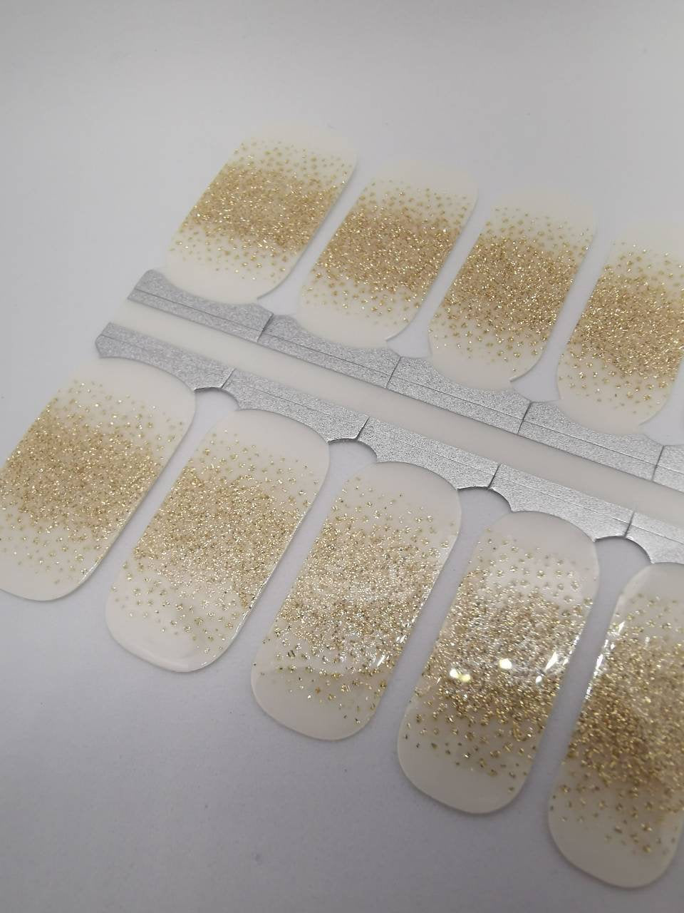Gray Gold Glitter Confetti French Manicure Clear Background