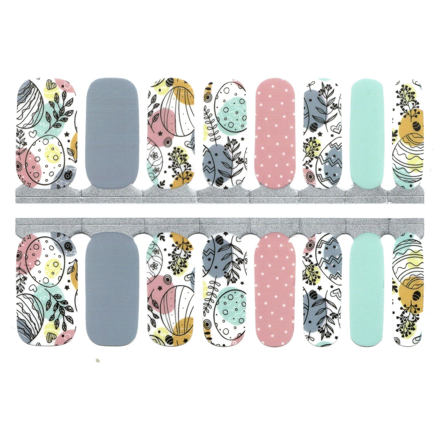 White Smoke Pastel Colors Stone Blue Robin Egg Blue and Pink Polka Dot with Spring Branches Easter