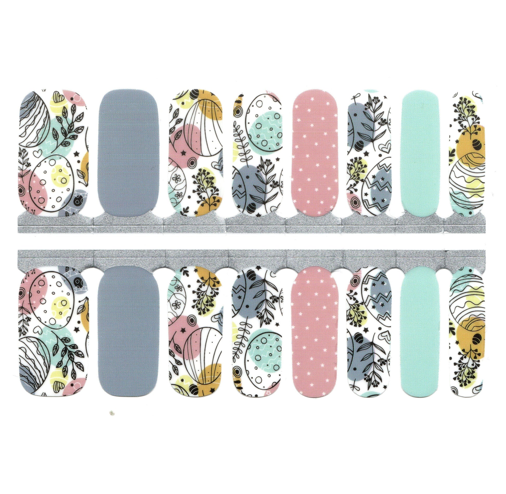 White Smoke Pastel Colors Stone Blue Robin Egg Blue and Pink Polka Dot with Spring Branches Easter
