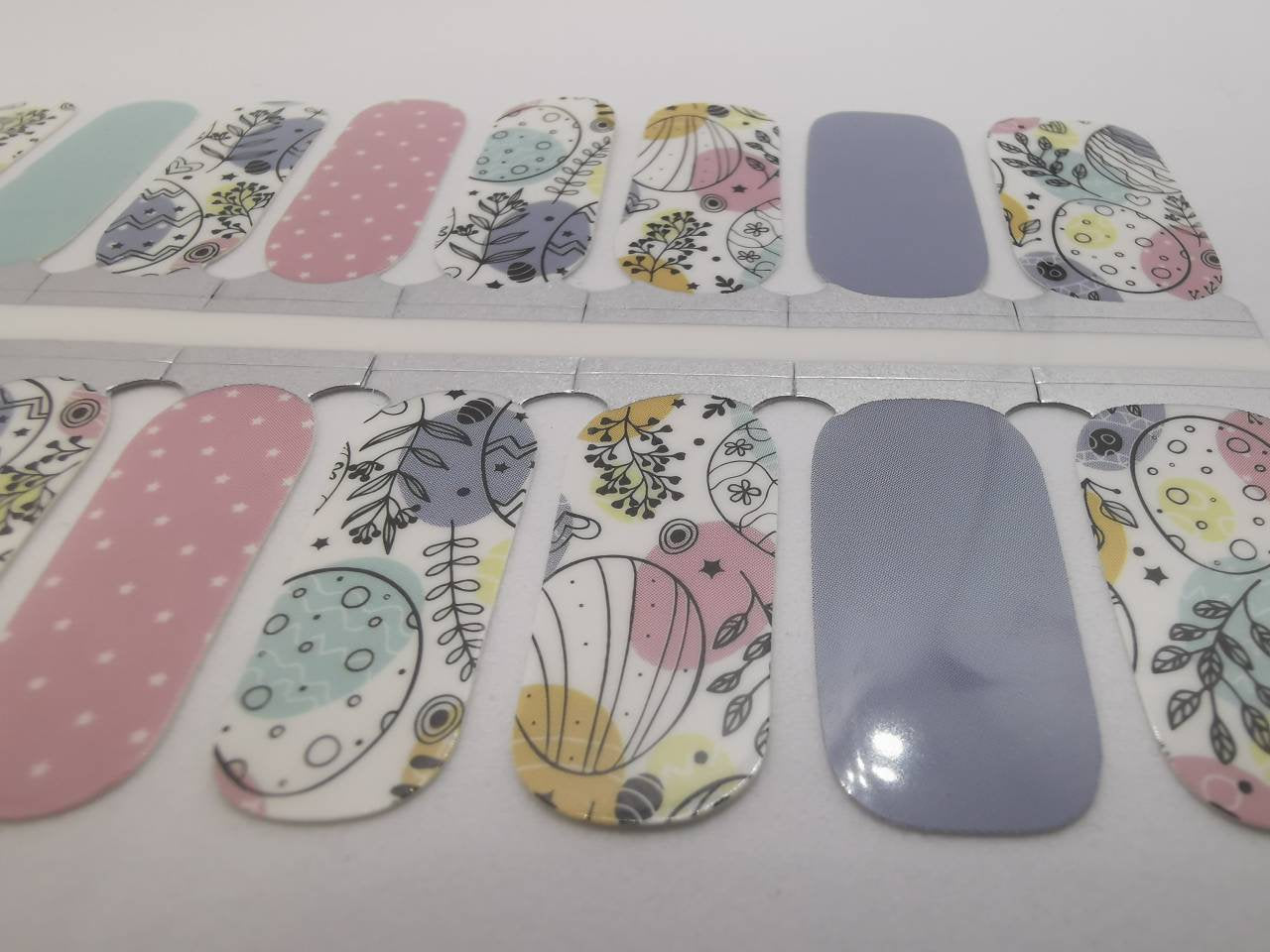 Dark Gray Pastel Colors Stone Blue Robin Egg Blue and Pink Polka Dot with Spring Branches Easter