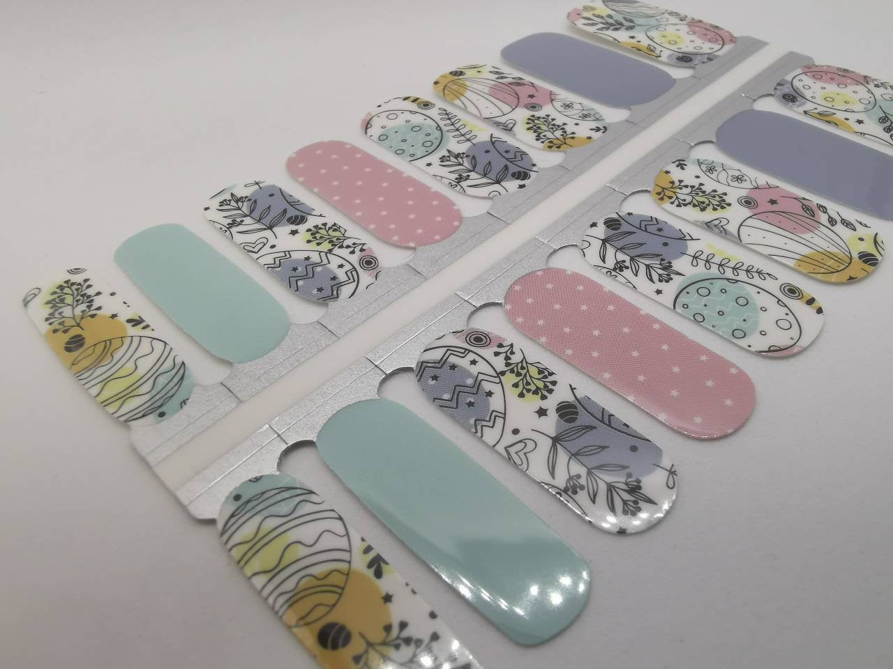 Dark Gray Pastel Colors Stone Blue Robin Egg Blue and Pink Polka Dot with Spring Branches Easter