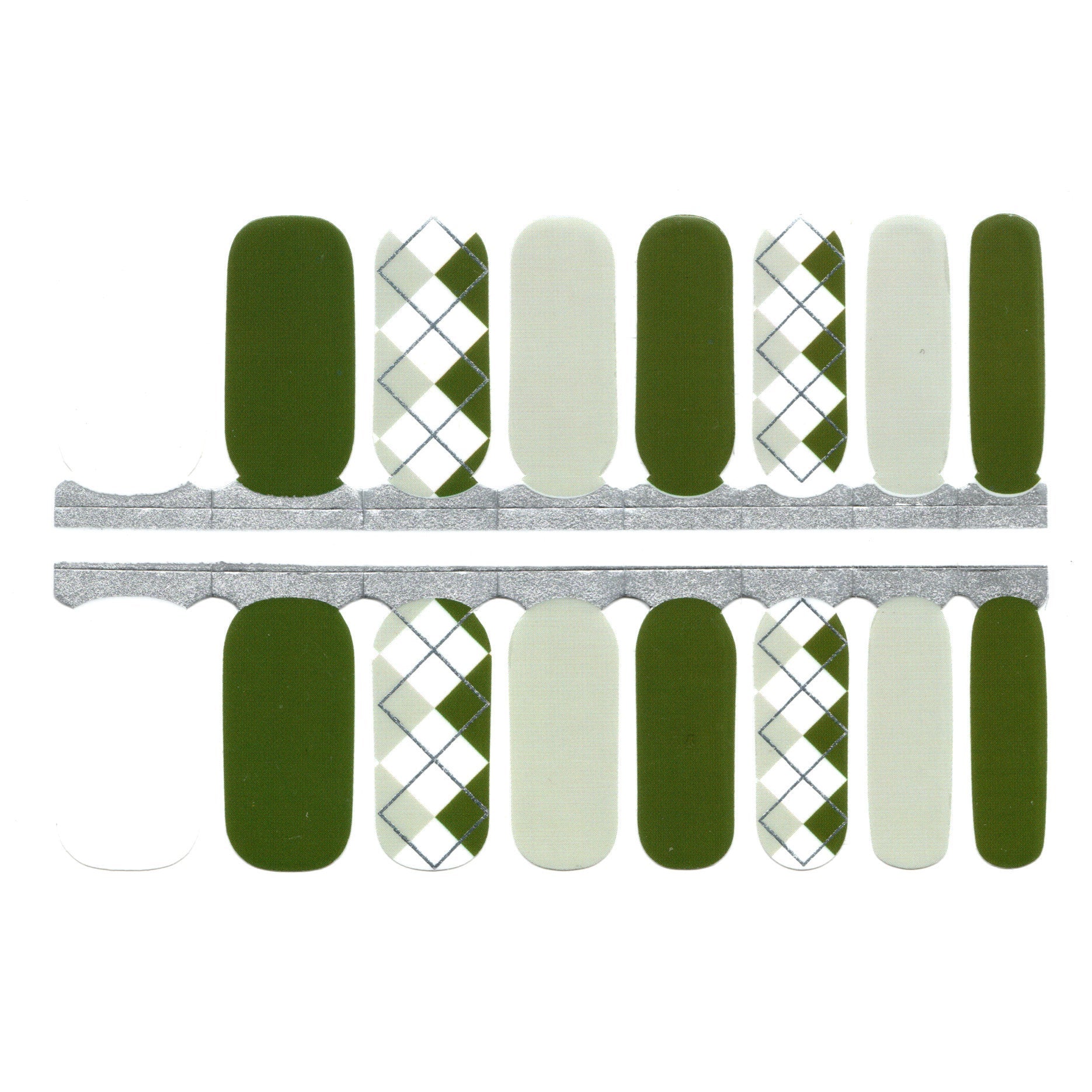 White Smoke Green Grey and White Solids Plaid Geometry with Silver Accents