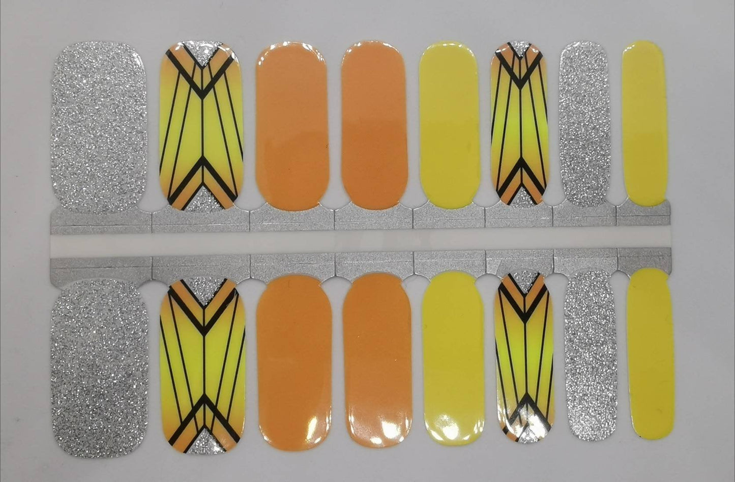 Dark Gray Yellow and Orange with Silver Glitter Geometry Tribal Aztec Art