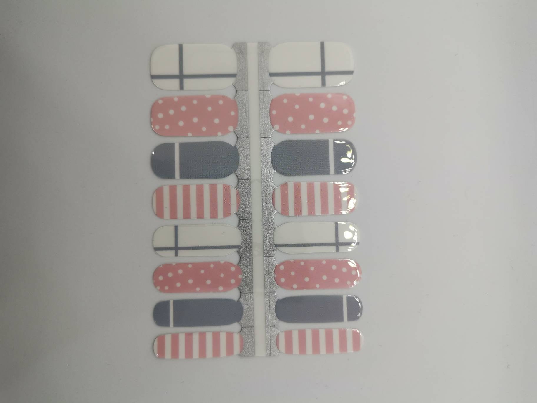 Gray Pastel Colors Grey and Pink Polka Dot Striped Geometry