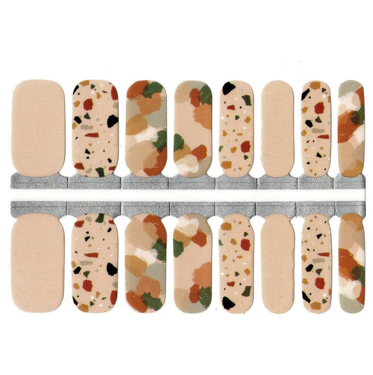Wheat Beige Nude with Brush Paint Strokes Abstract Art