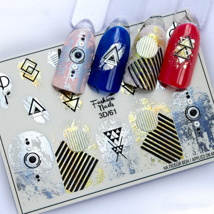 Light Gray 3D Embossed Geometry Gold and Silver Black and White Aztec Tribal Art