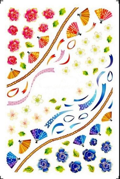 White Smoke Rainbow Colorful Orange Blue Navy Pink Yellow Flowers Hand Fans Ropes