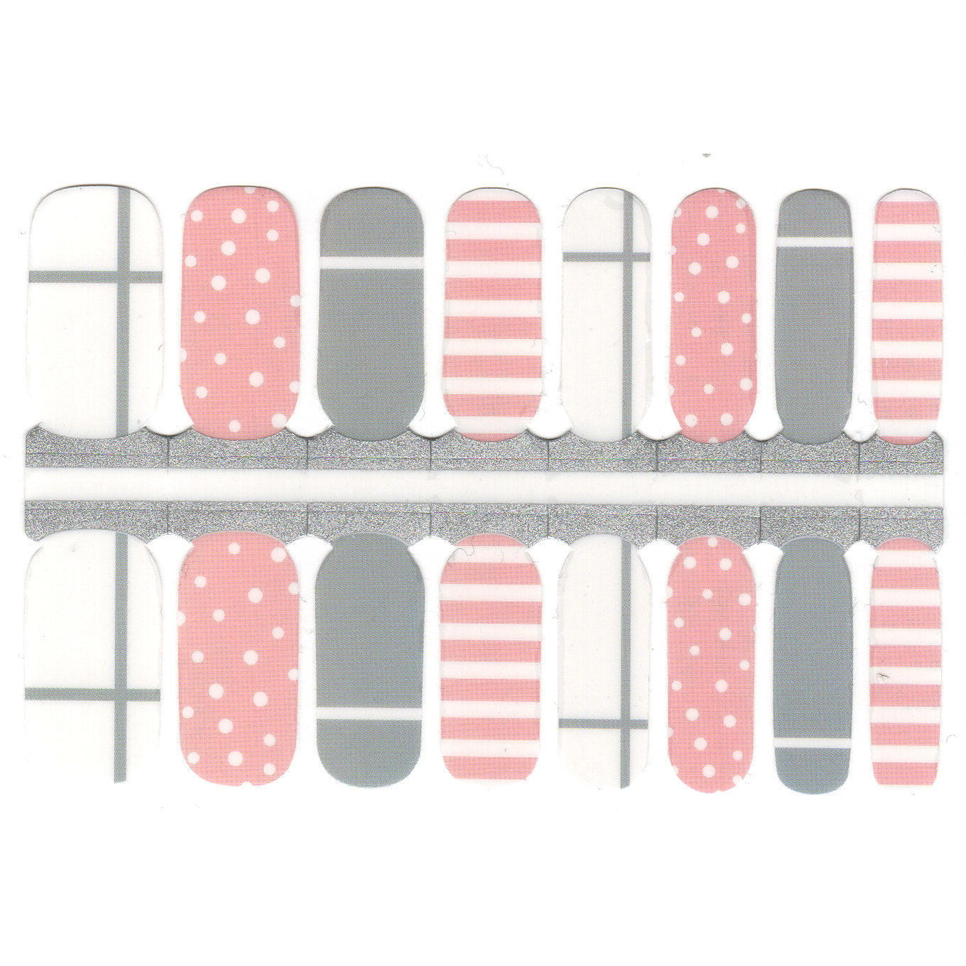 White Smoke Pastel Colors Grey and Pink Polka Dot Striped Geometry
