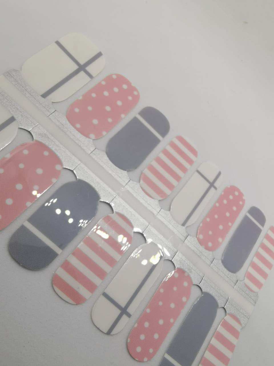 Gray Pastel Colors Grey and Pink Polka Dot Striped Geometry