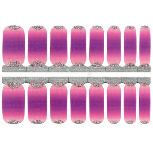 White Smoke Pink and Purple Ombre Gradient with Silver Glitter Accents