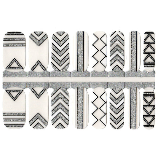 White Smoke White Black Silver Glitter Geometry Tribal Aztec Art with Clear Transparent Background