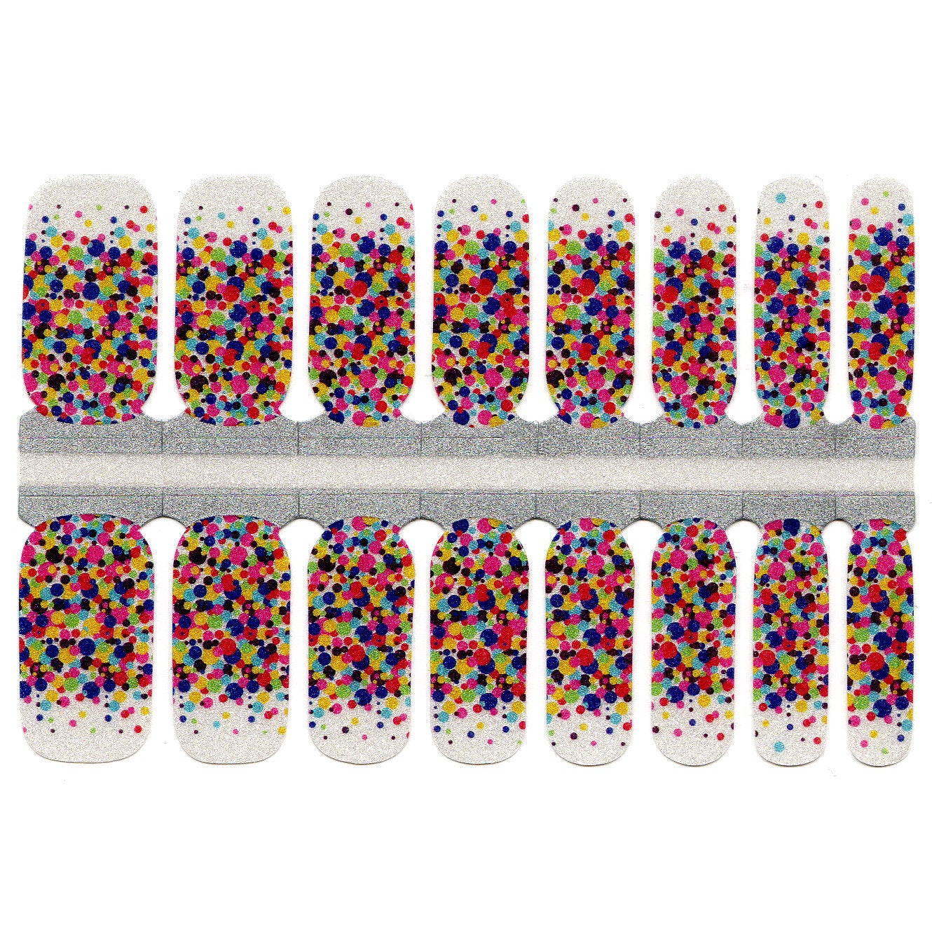 White Smoke Birthday Confetti with Shimmer French Manicure Yellow Blue Pink