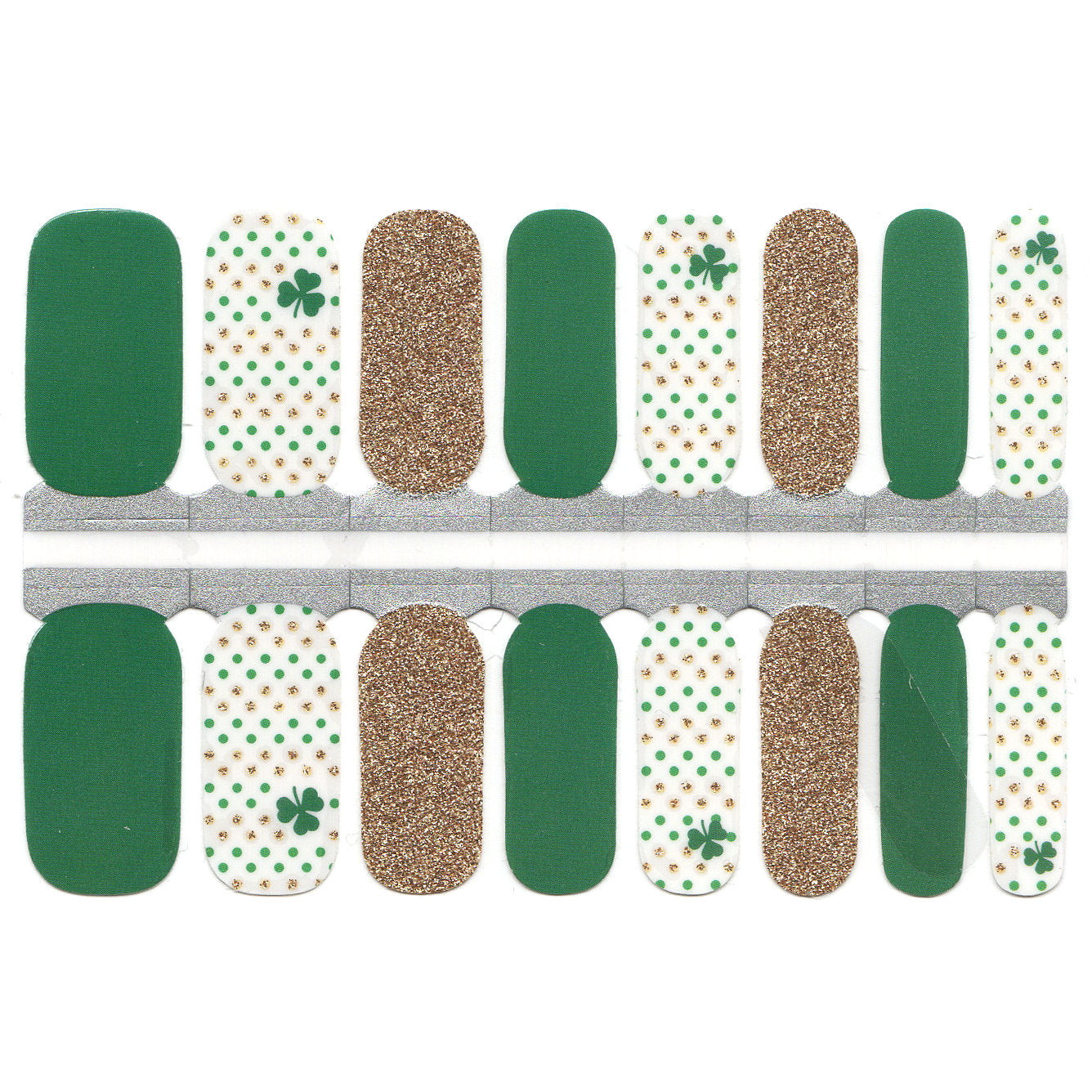Antique White Green and White Gold Glitter Polka Dot Irish Lucky Charm St Patrick's Day