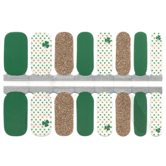Antique White Green and White Gold Glitter Polka Dot Irish Lucky Charm St Patrick's Day