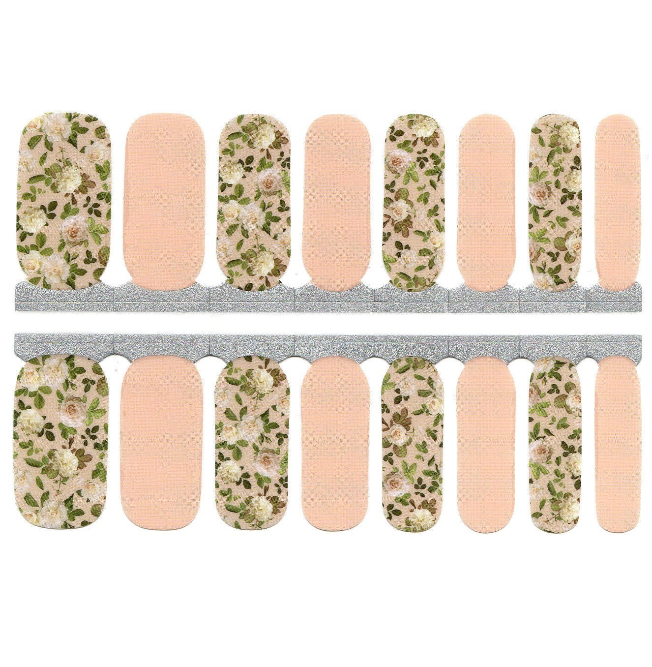 Wheat Beige Nude with White Roses and Green Leaves