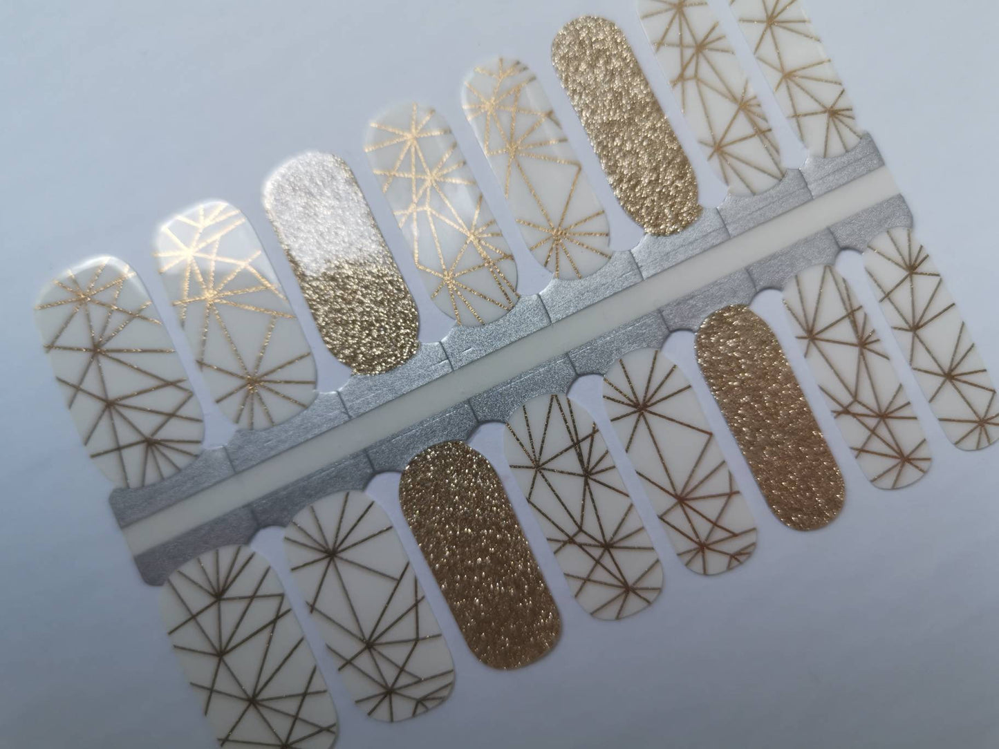 Gray Gold Glitter and White Background Geometry Lines