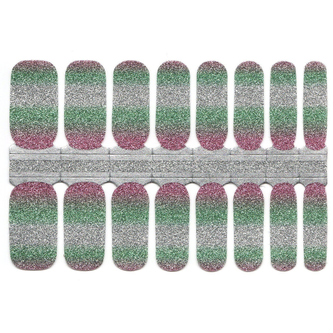 Slate Gray Pink Green and Silver Glitter Ombre Gradient