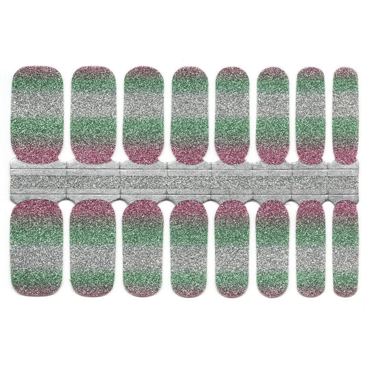 Slate Gray Pink Green and Silver Glitter Ombre Gradient