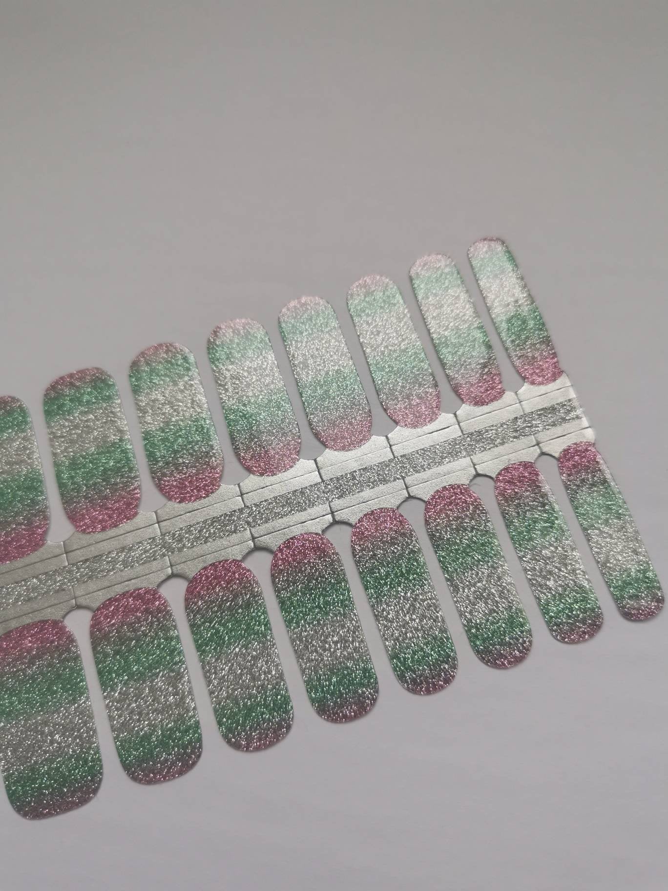 Dark Gray Pink Green and Silver Glitter Ombre Gradient