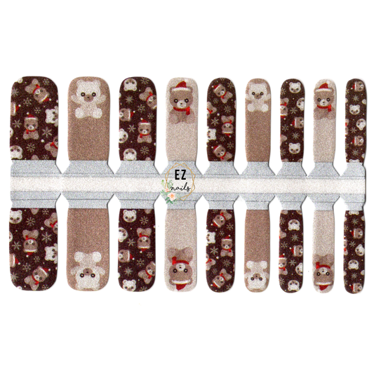 White Smoke Christmas Teddy Bears in Hats - Kids