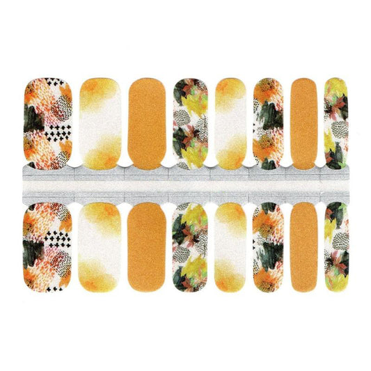 Seashell Fall Autumn Colors Abstract Art Orange, Yellow, Black with Shimmer