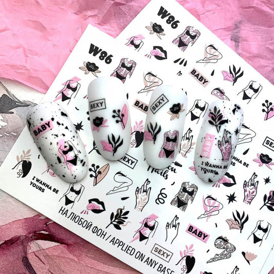 White Smoke Pink and Black Feminine Silhouettes, Women, I wanna be yours, Sexy, Baby